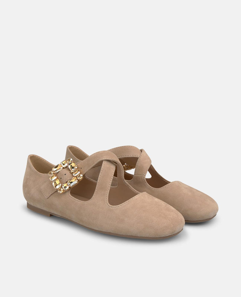 SUEDE DANCING SHOES WITH A BUCKLE
