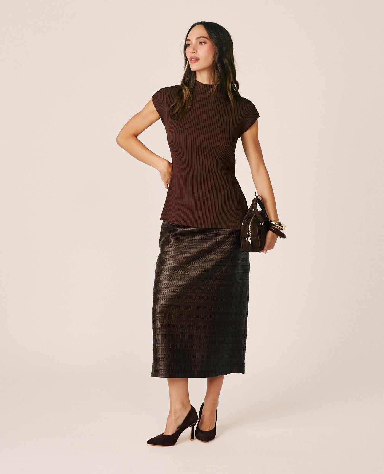 FALDA MIDI POLIPIEL