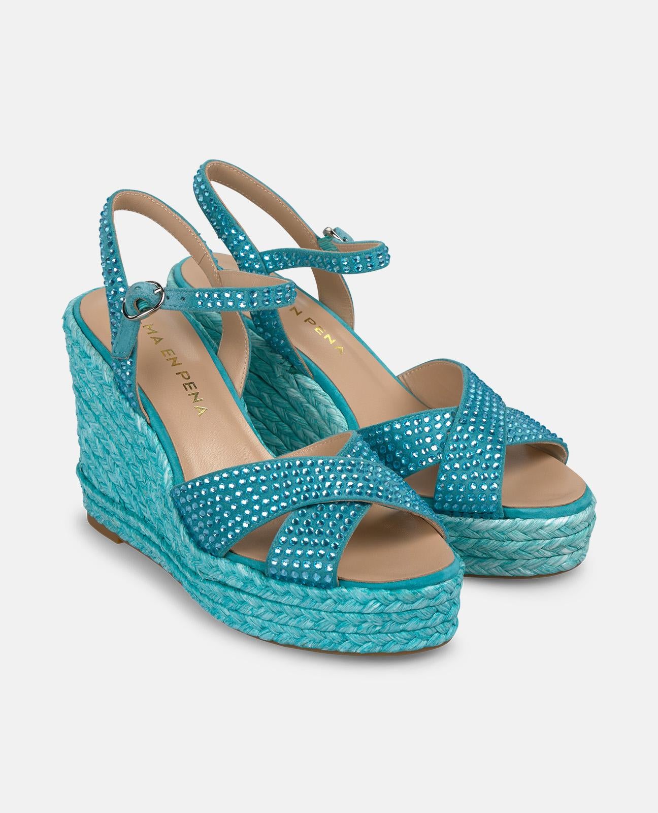 BRAIDED WEDGE WITH RHINESTONES