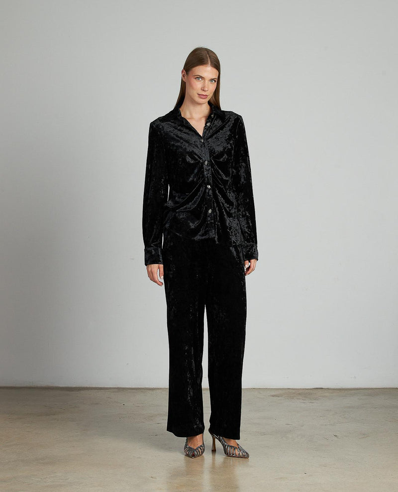 CAMISA TERCIOPELO BOTÓN JOYA