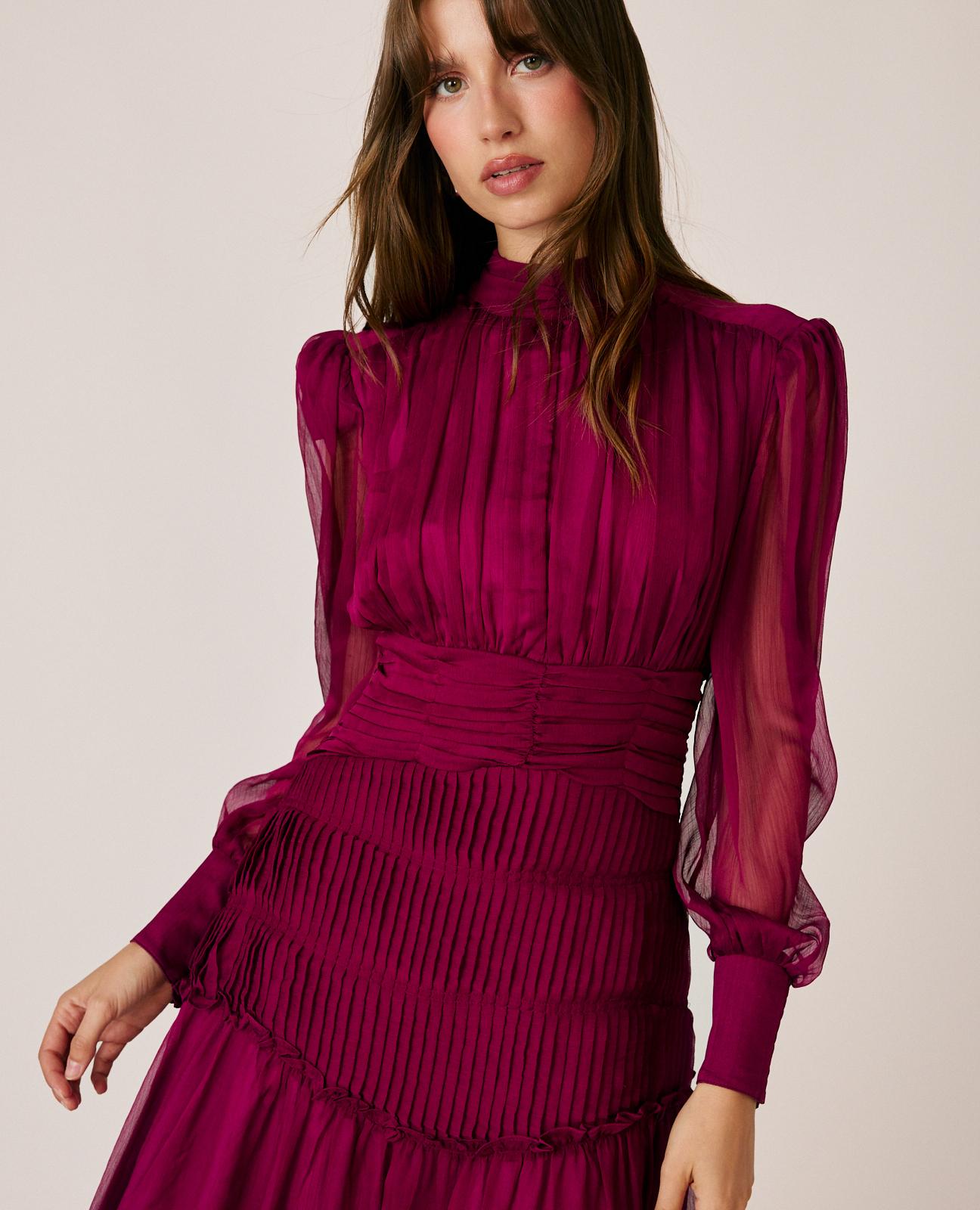 VESTIDO LARGO GASA PLISADO