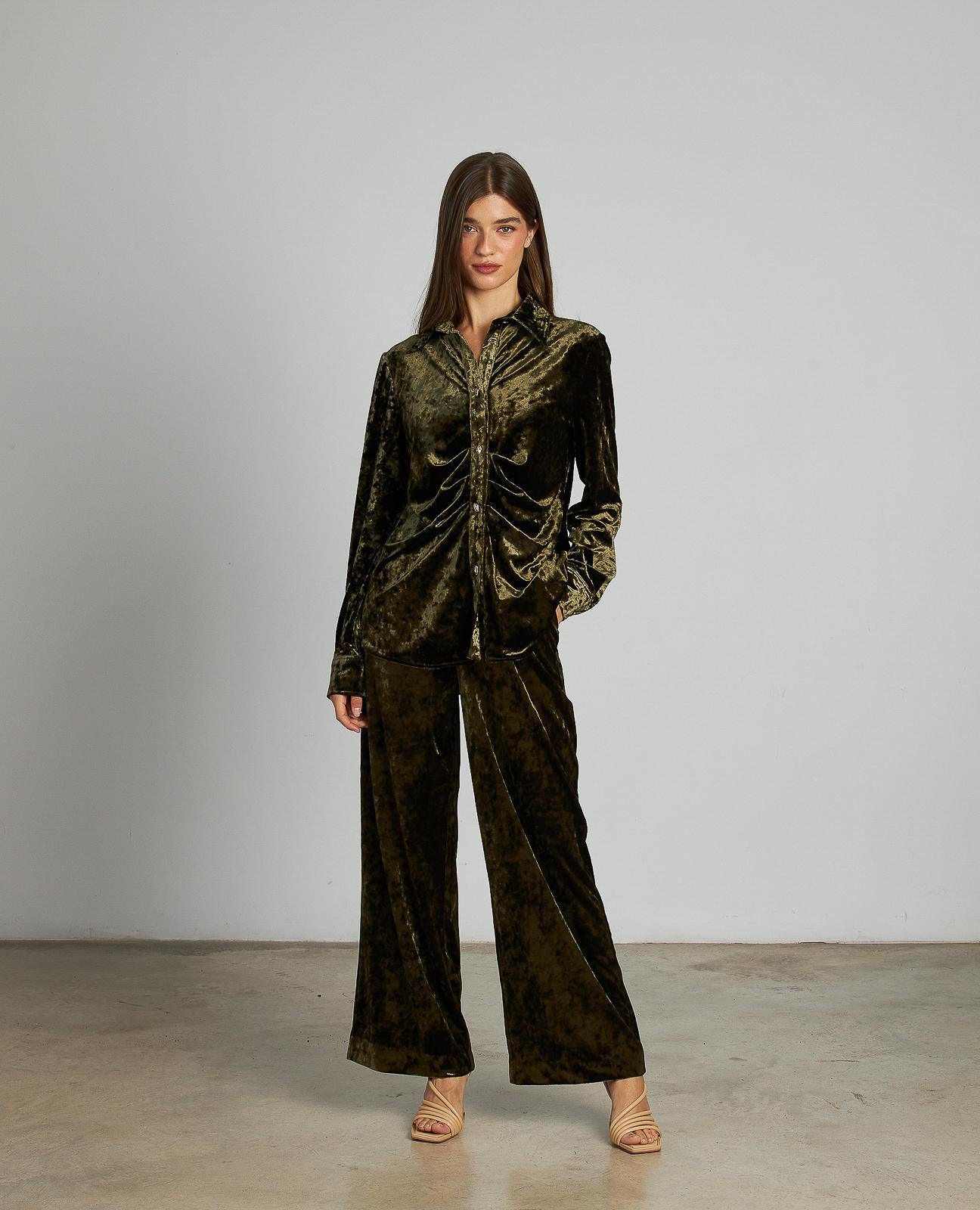 CAMISA DRAPEADA TERCIOPELO