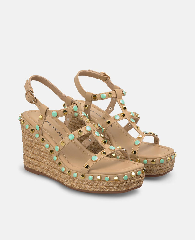 SANDALIA ESPARTO CUERPO EN TACHAS