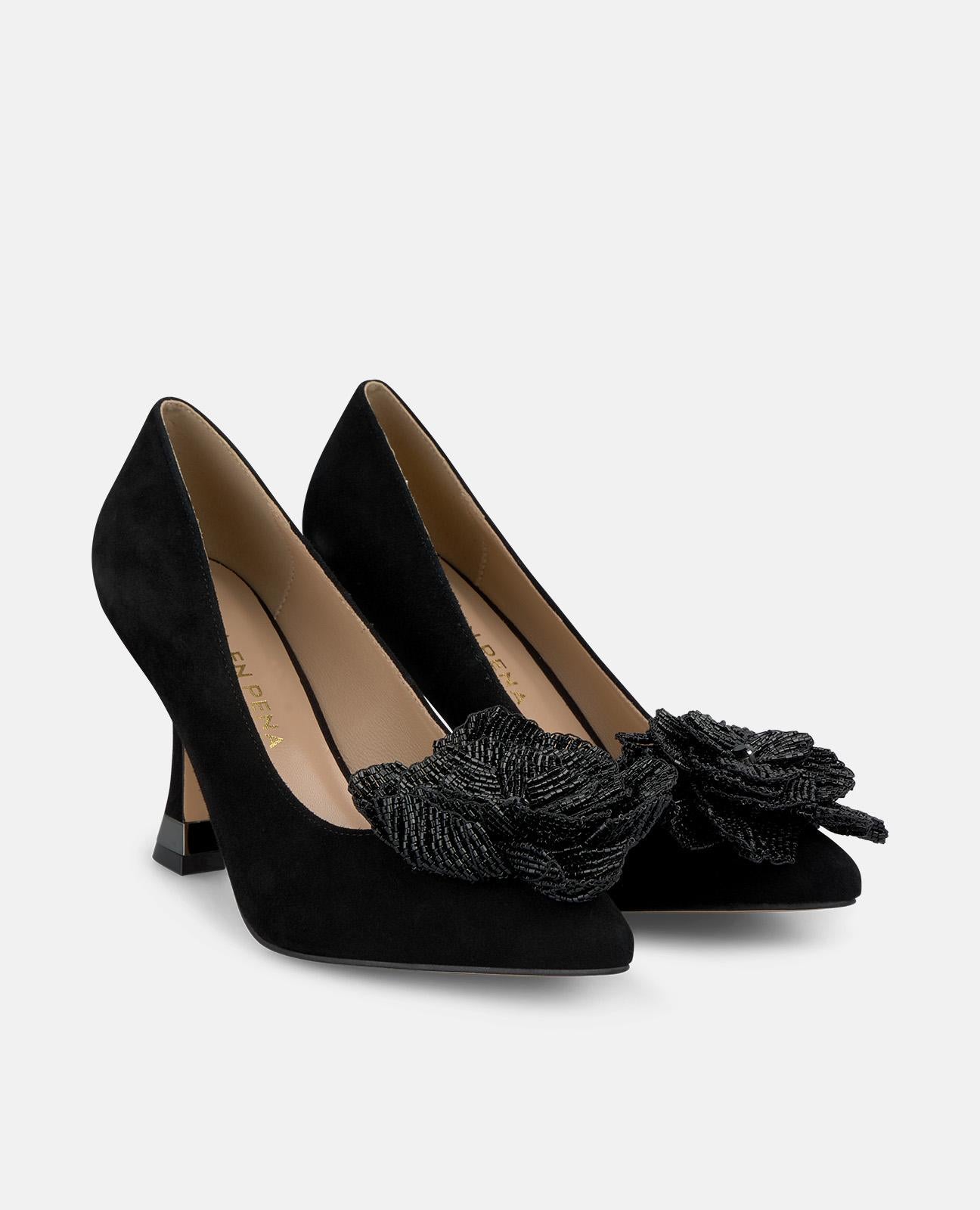 ZAPATO TACÓN FLOR ABALORIOS