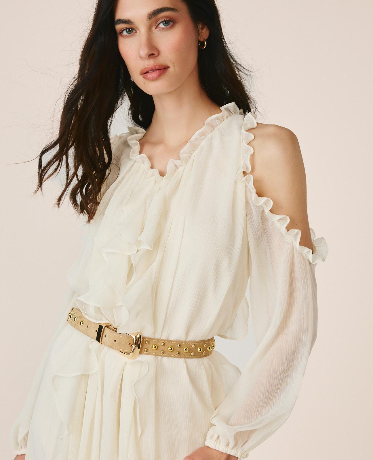 FLOWY MIDI DRESS WITH RUFFLES