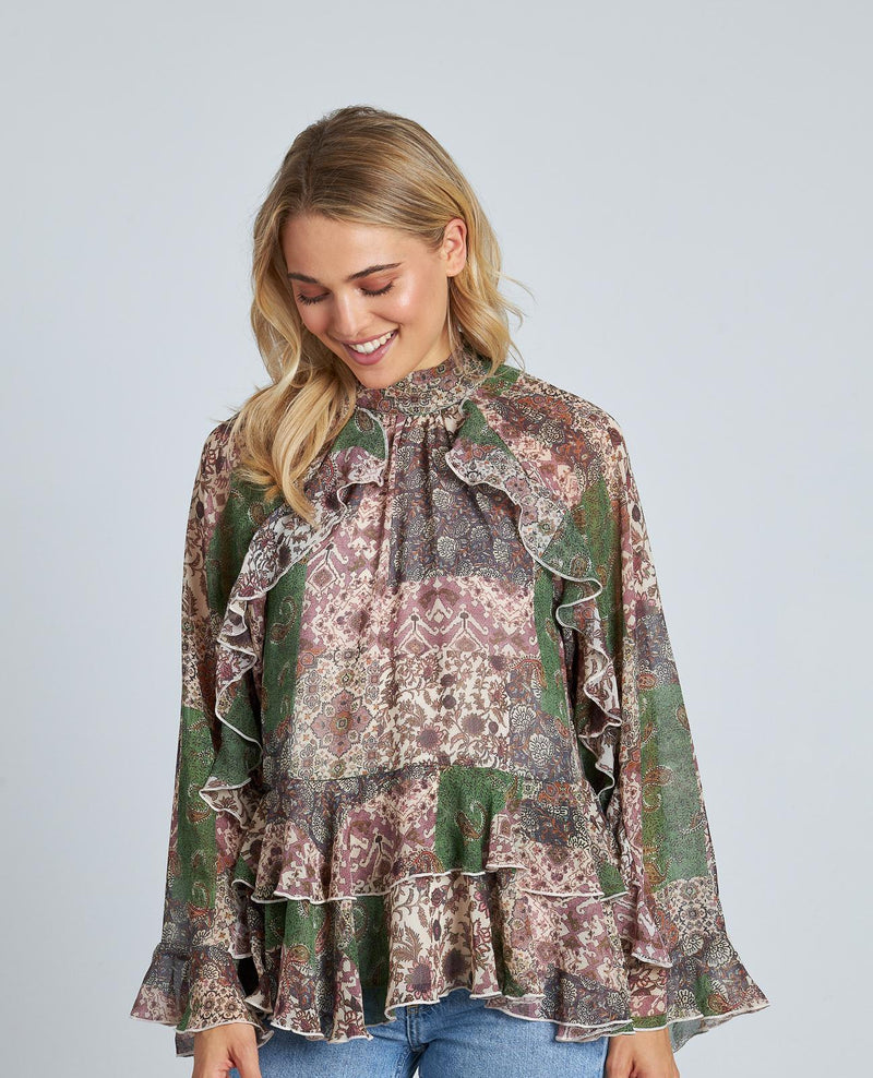 BLUSA ESTAMPADA VOLANTES