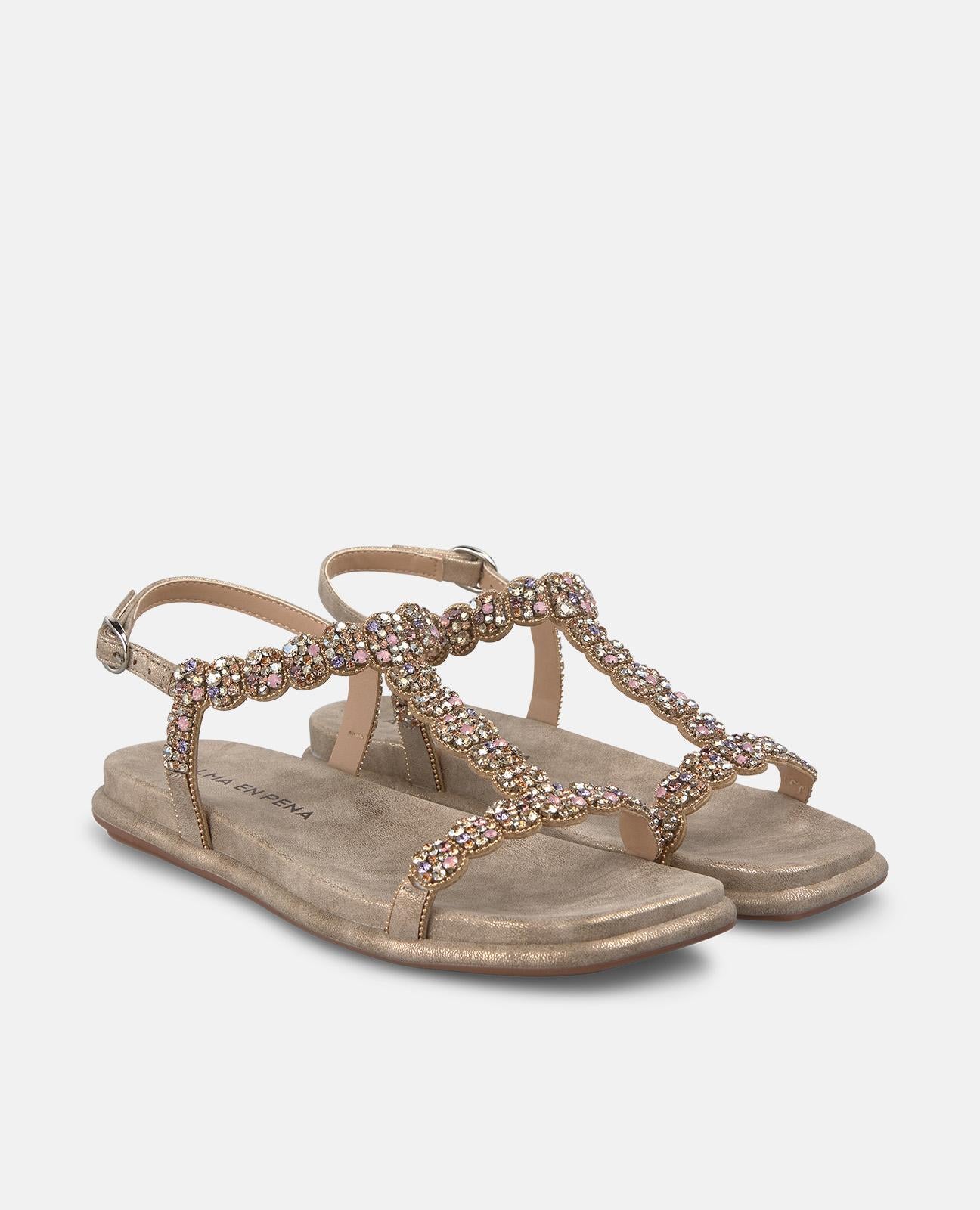 SANDÁLIA EM T COM PEDRAS