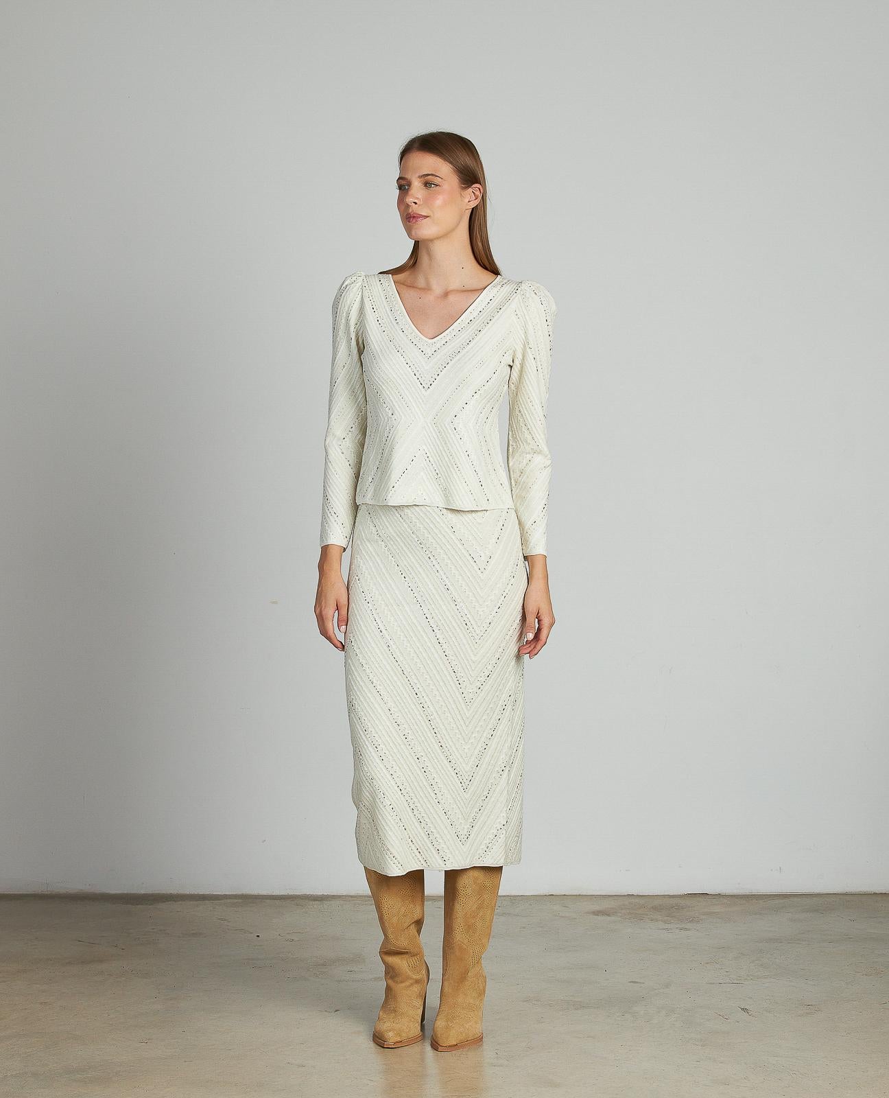 KNITTED SWEATER WITH RHINESTONES