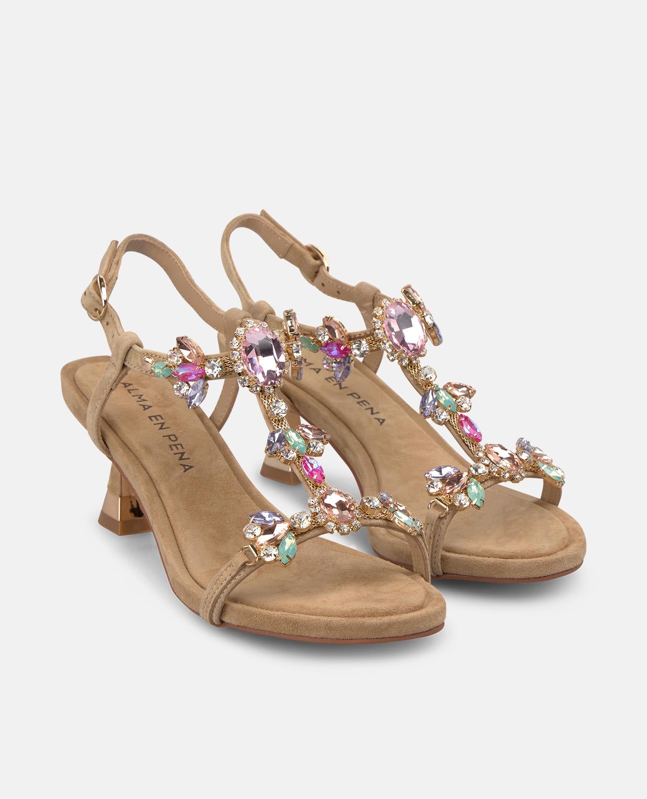 SANDALS WITH A CENTRAL STRAP AND Rhinestones