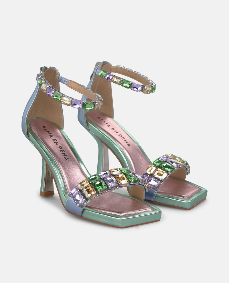 SANDALI CON TACCO MULTICOLORI