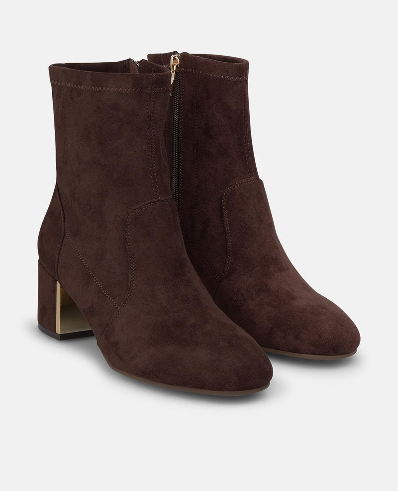 SUEDE-LOOK HEELED ANKLE BOOTS