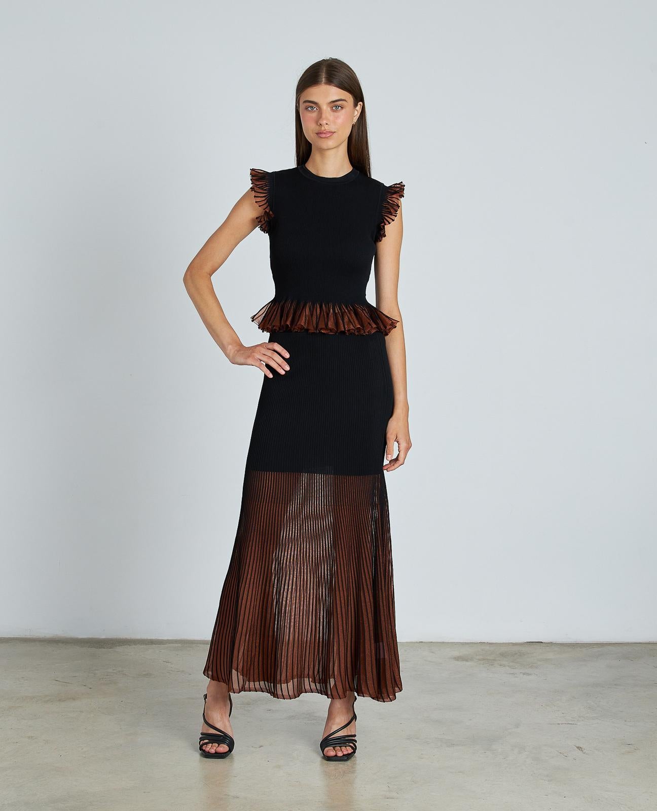 FALDA SEMITRANSPARENTE METALIZADA