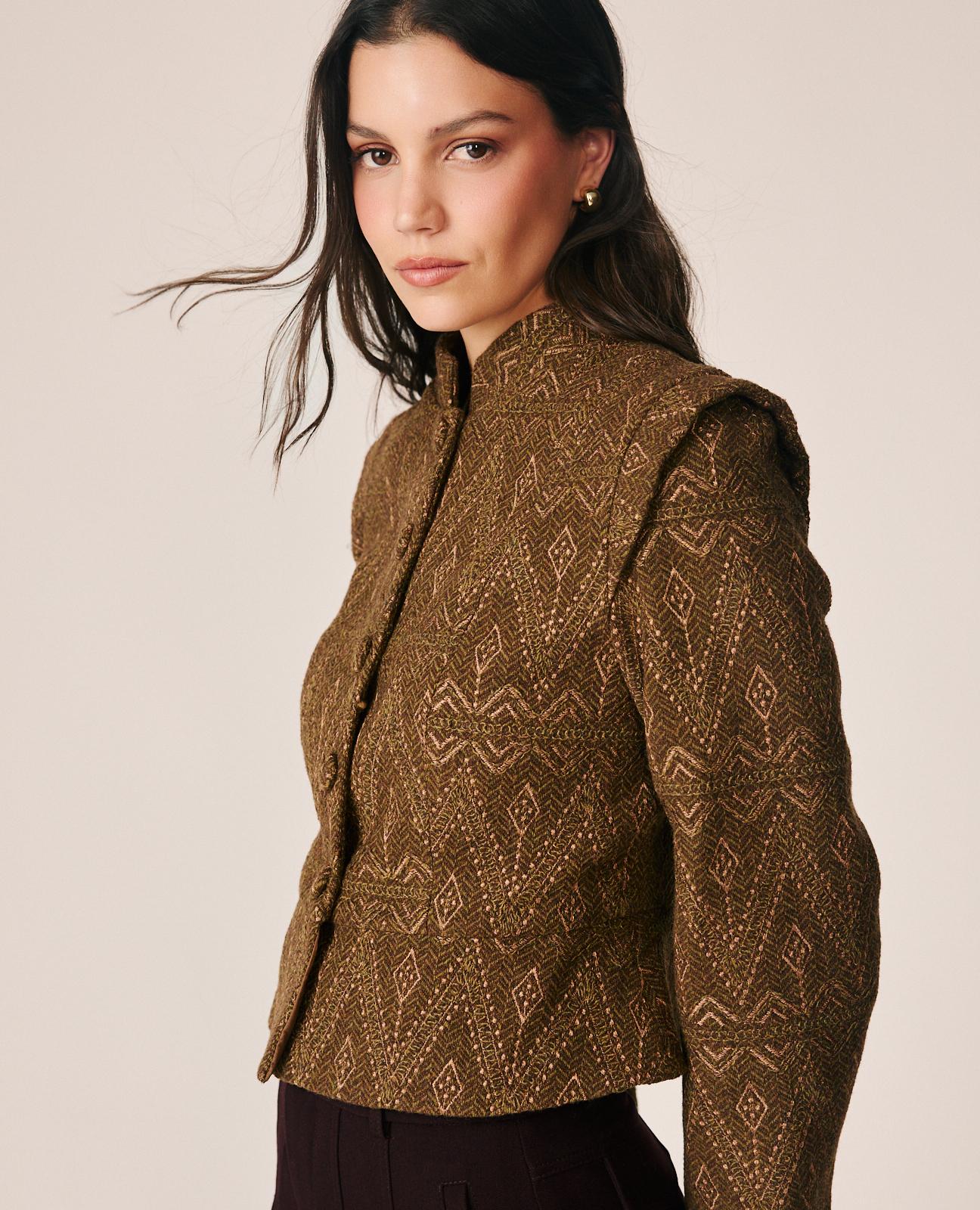 CHAQUETA JACQUARD ESTAMPADO GEOMÉTRICO