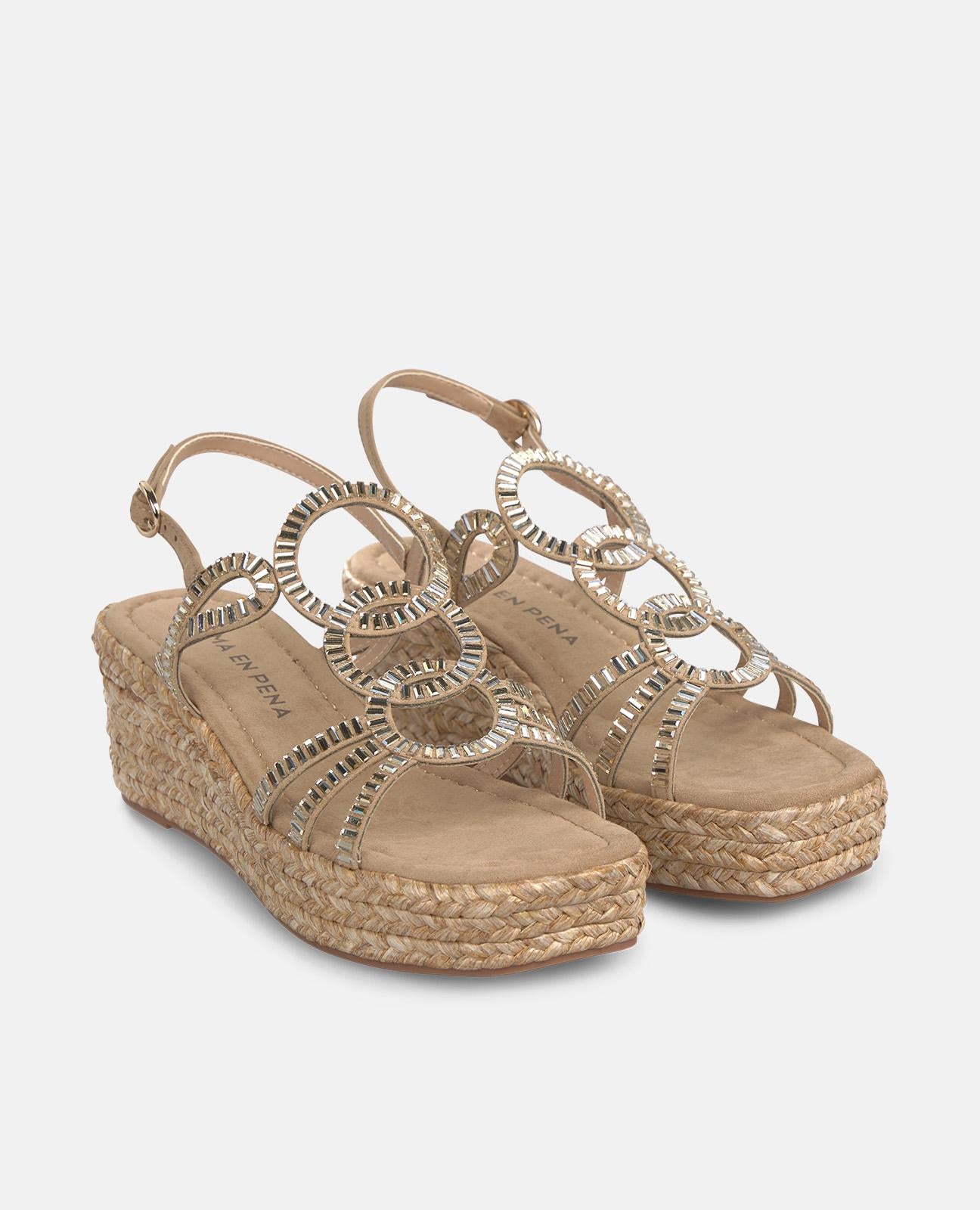 Sandálias de cunha com tiras circulares