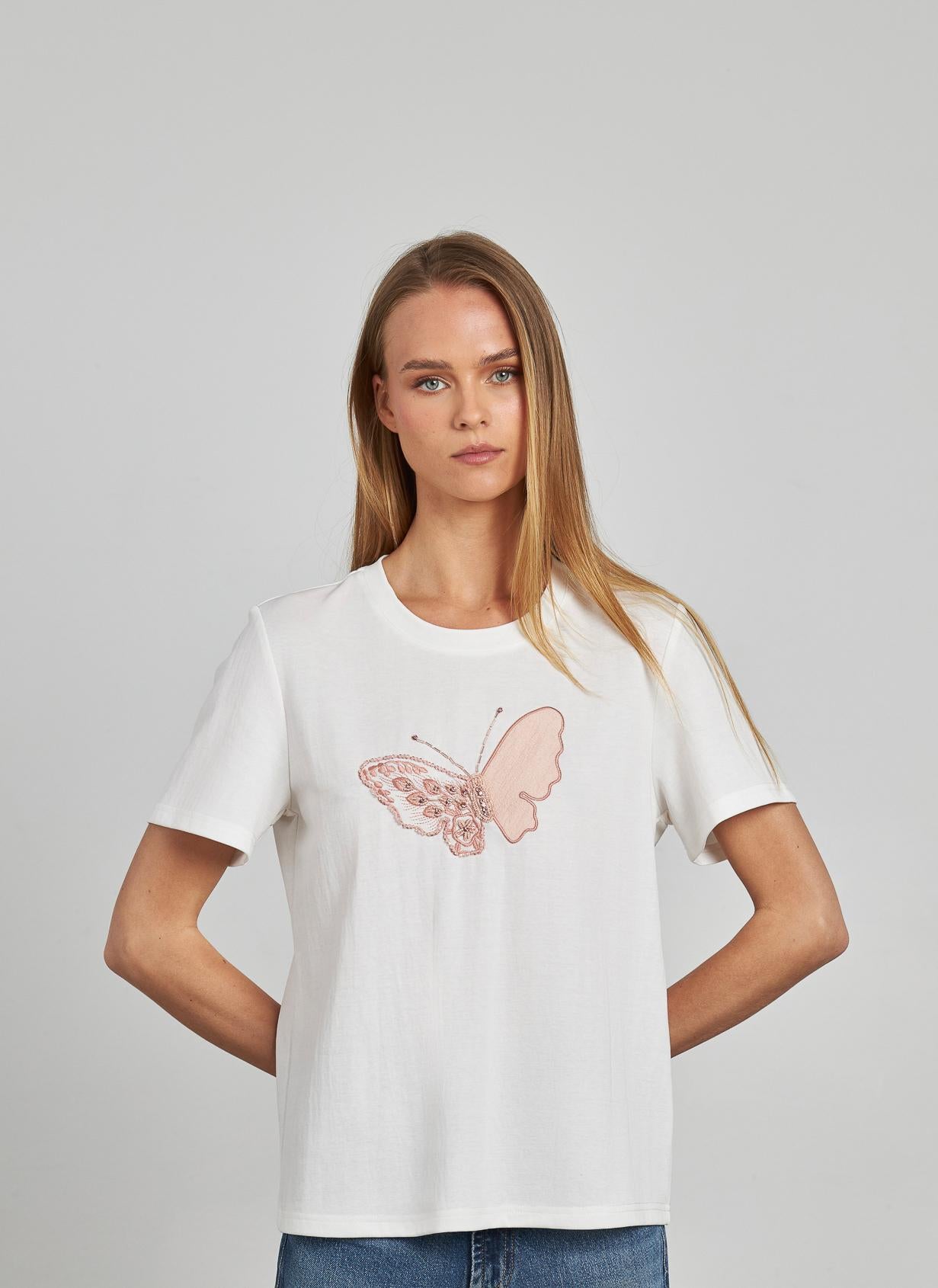 EMBROIDERED BUTTERFLY T-SHIRT