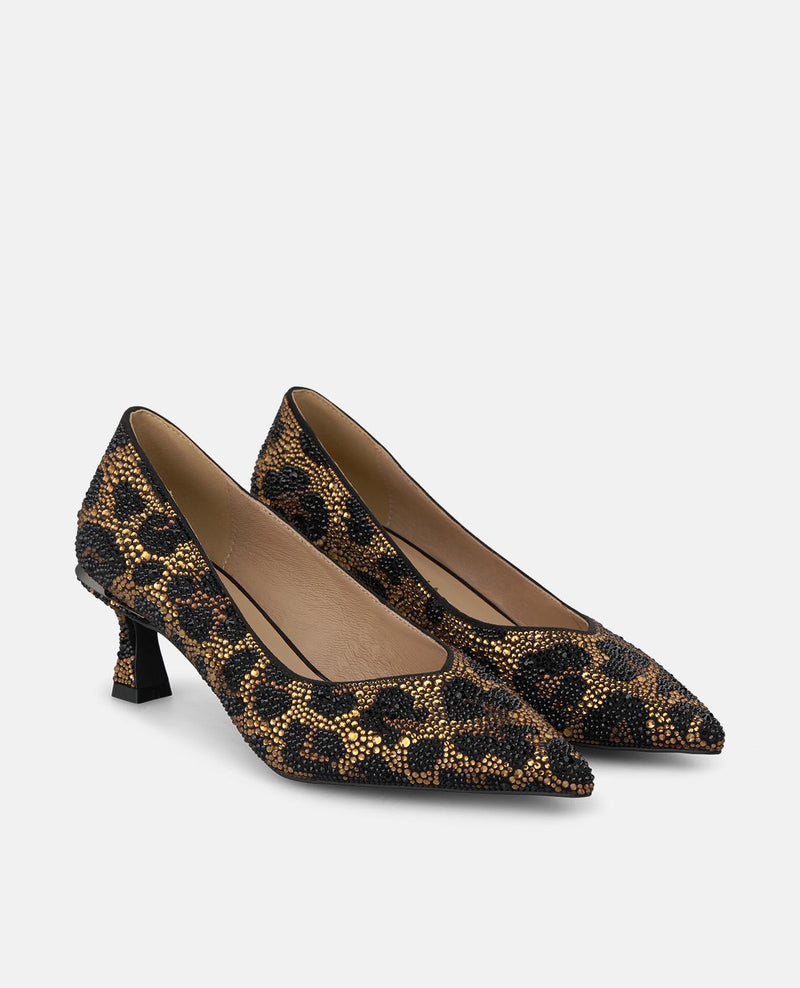 ZAPATO TACÓN CHUPETE ANIMAL PRINT METALIZADO