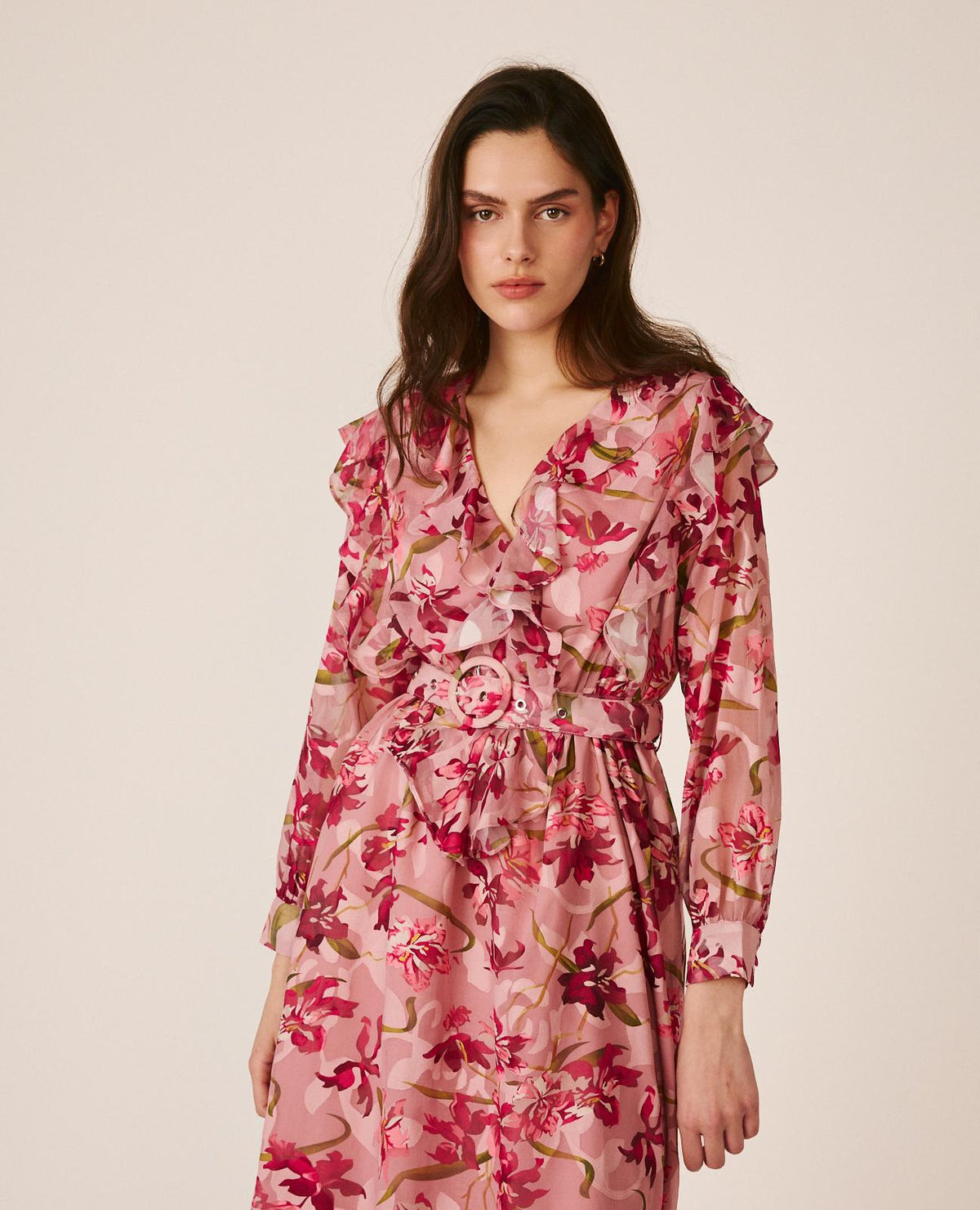 VESTIDO MIDI MANGA ABLUSADA
