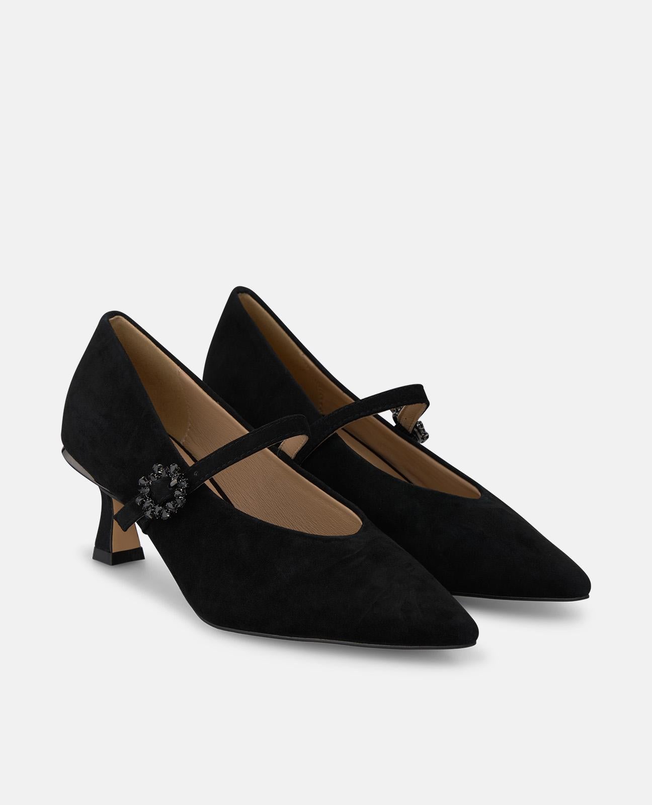 ZAPATO TACÓN DE ANTE CON HEBILLA