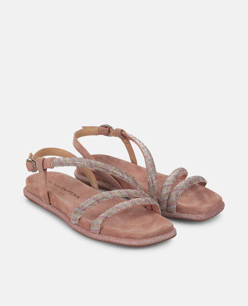 SANDALIA PLANA TIRAS BICOLOR