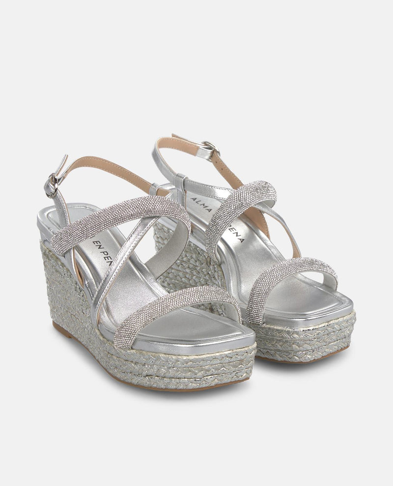 SANDÁLIA DE CUNHA DE ESPARTO CORPO TUBULAR