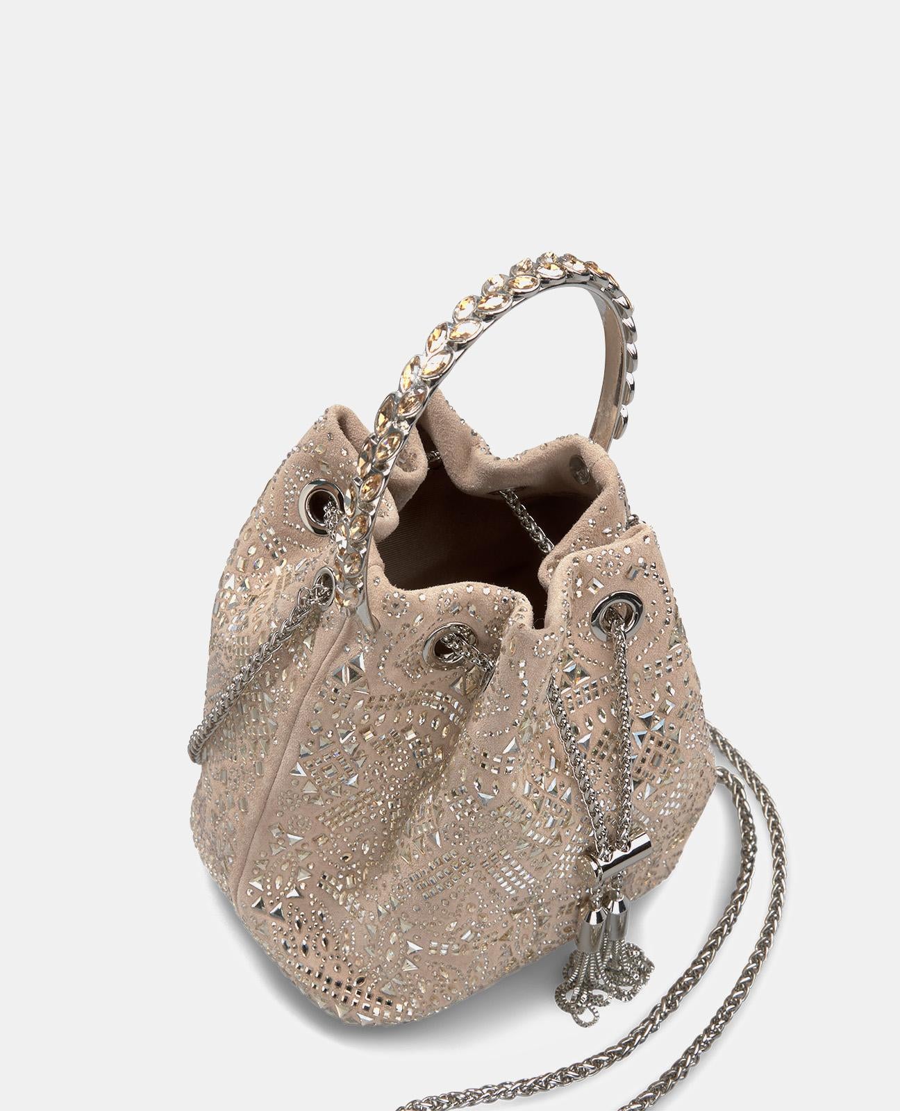 RHINESTONE DETAIL BOWLER BAG