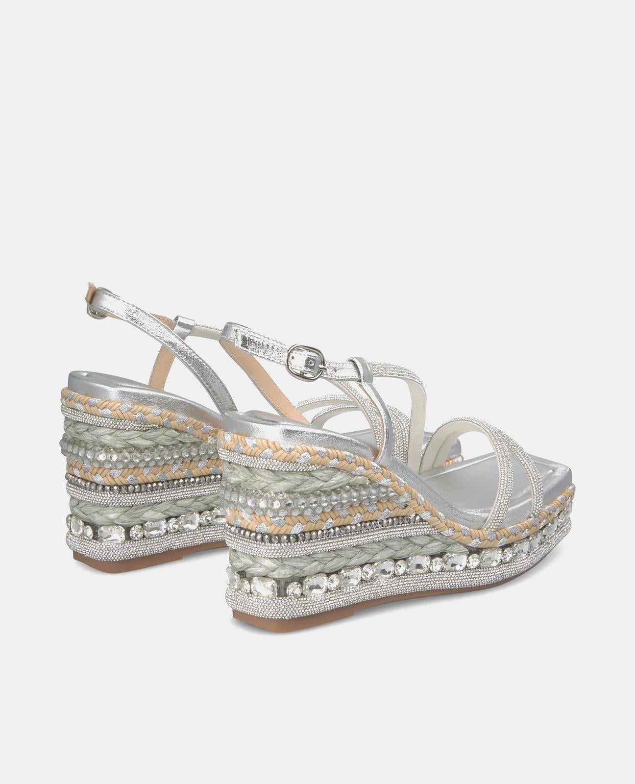 WEDGE SANDAL WITH RHINESTONE STRAPS