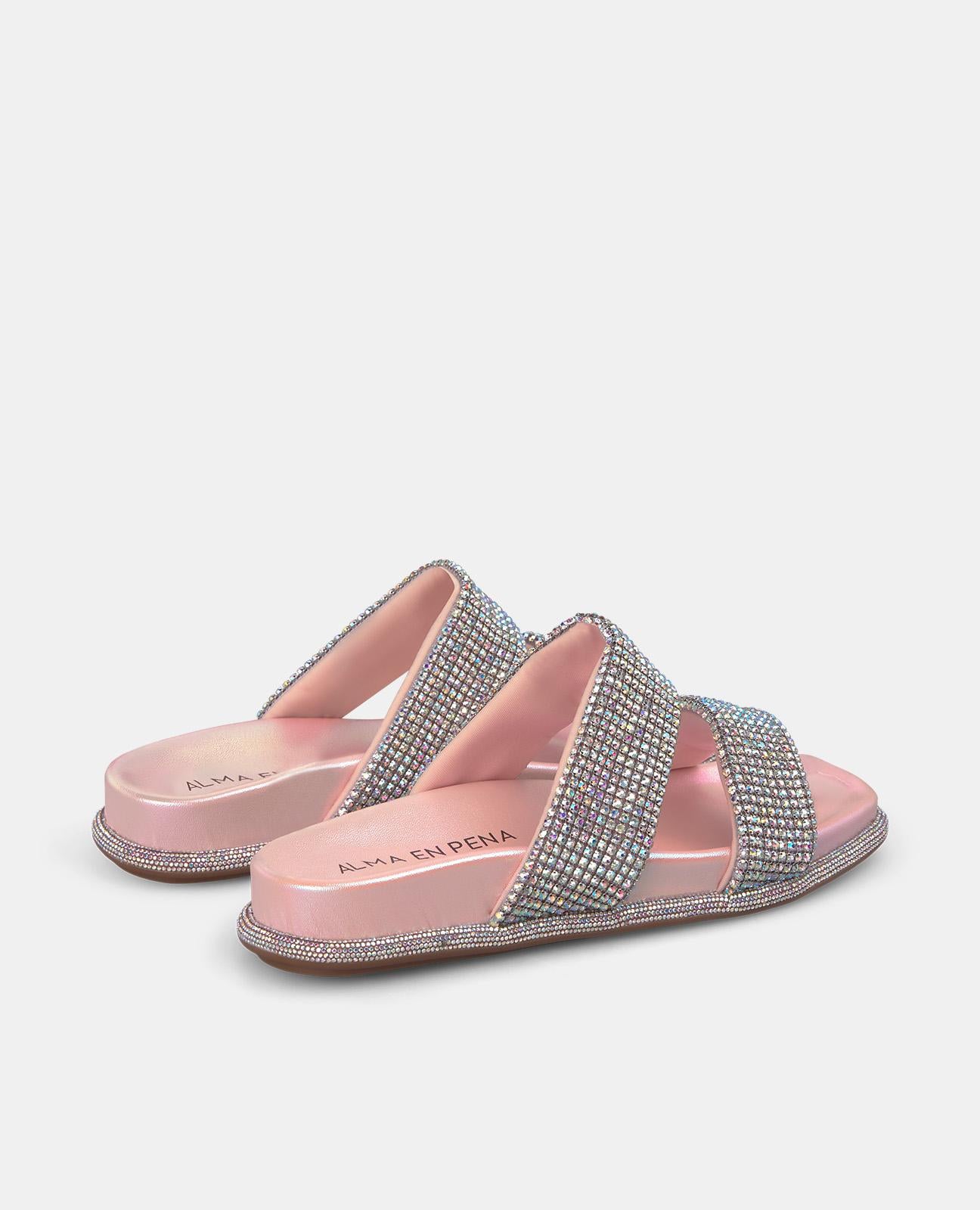 FLAT SANDAL WITH STRASS STRAPS