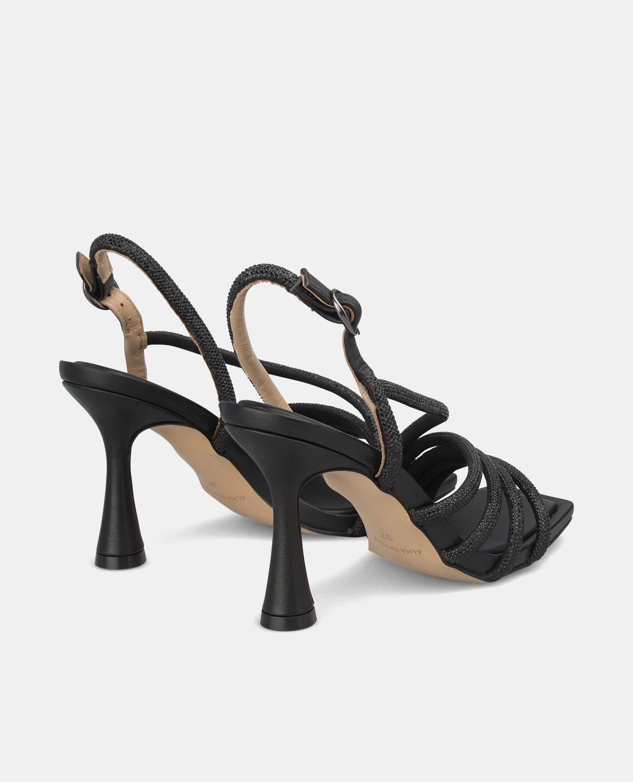 CIRCULAR CROSSED HEEL SANDAL