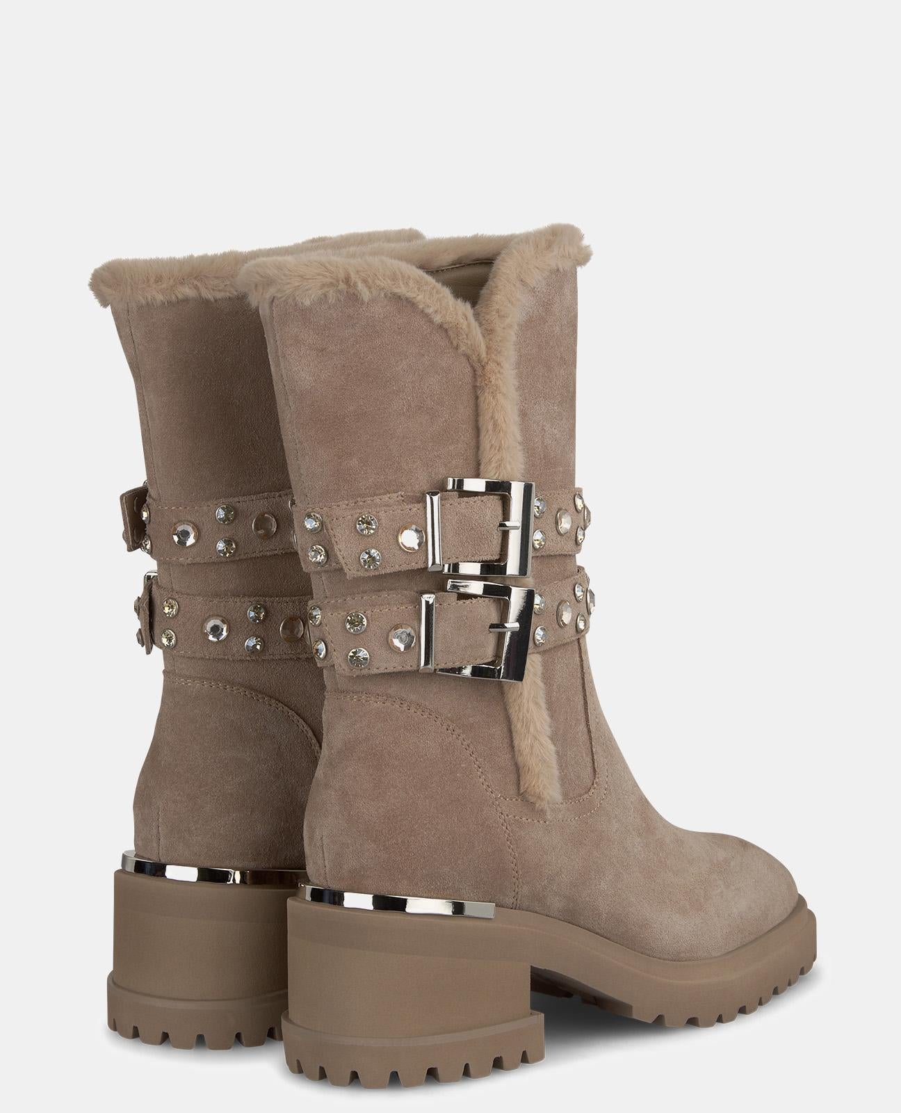 HAIR BOOT WITH STUDS DETAIL