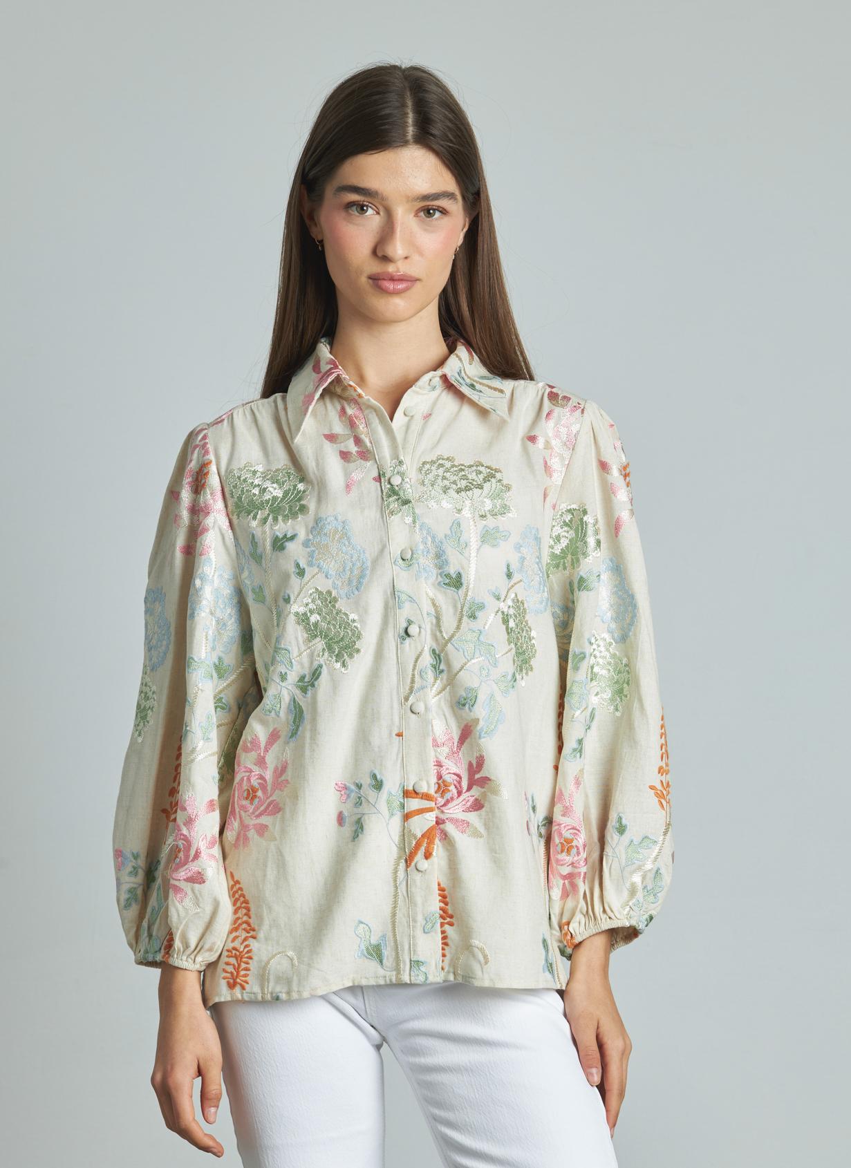 CAMICIA RICAMATA A FIORI