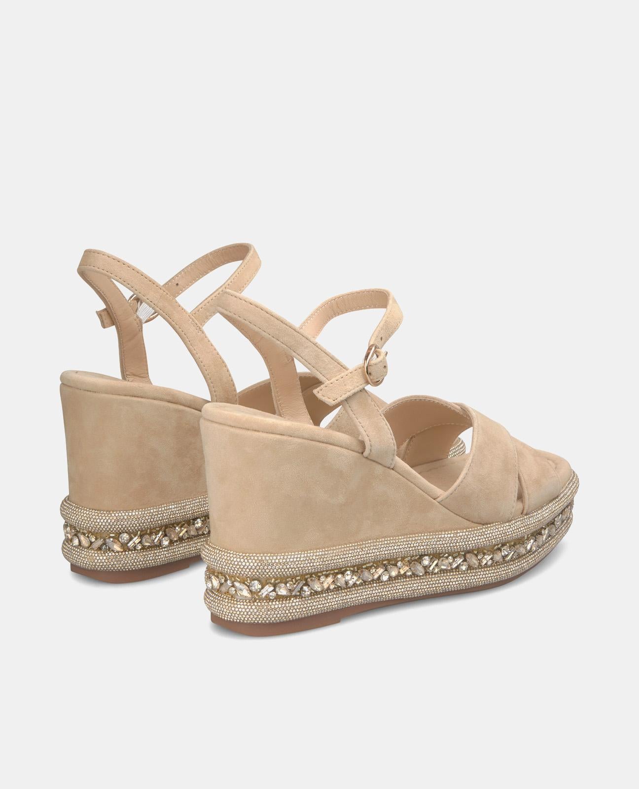 WEDGE SANDAL WITH RHINESTONE SOLE