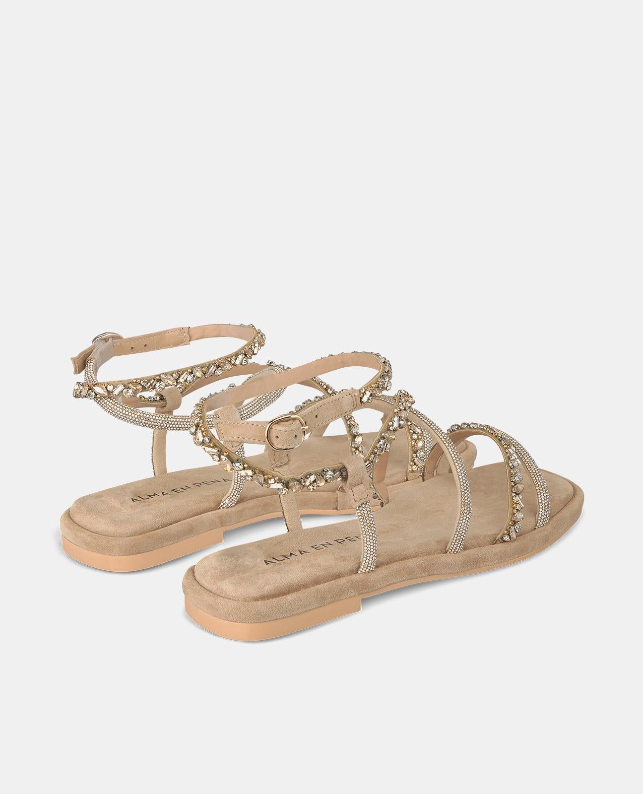 FLAT SANDAL WITH INTERLACED RHINESTONES