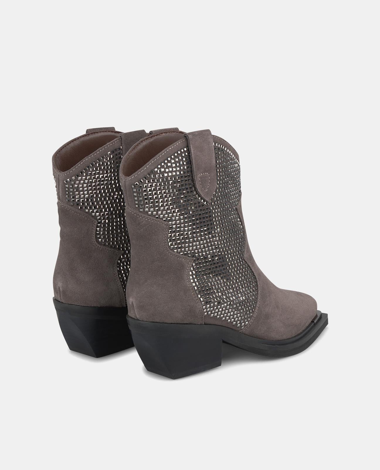 FLACHE STIEFELETTE MIT GLITZERDETAIL