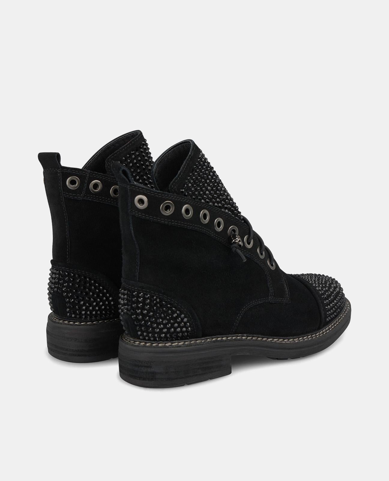 LACE-UP ANKLE BOOT WITH BEADS