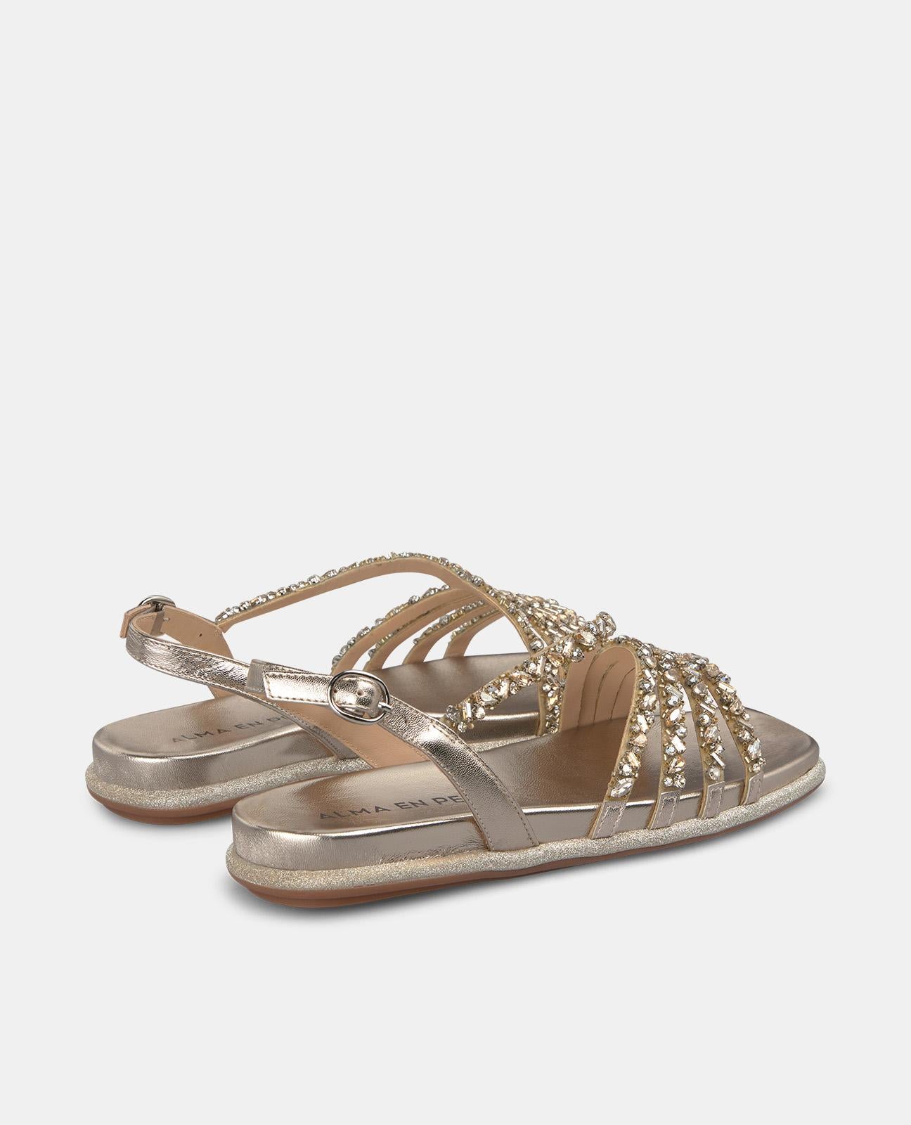 FLAT SANDAL WITH CROSSED RHINESTONES