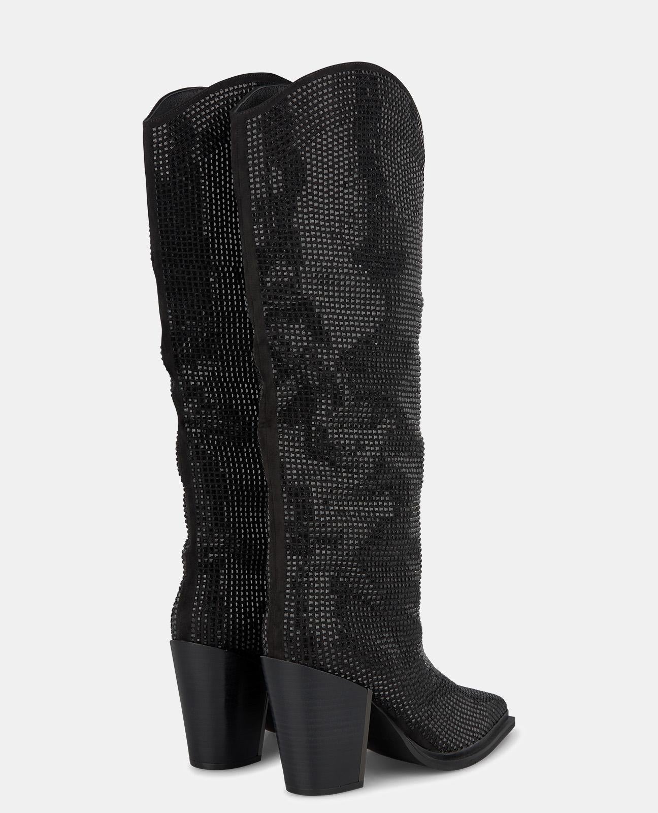 WIDE LEG BOOT WITH RHINESTONES