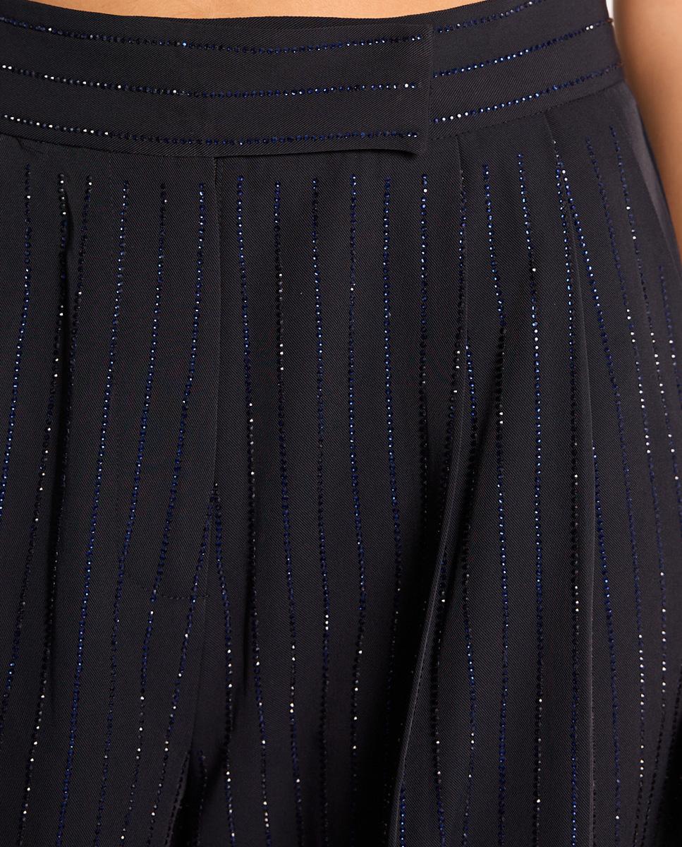 PANTALONI DRITTI CON STRISCE DI STRASS