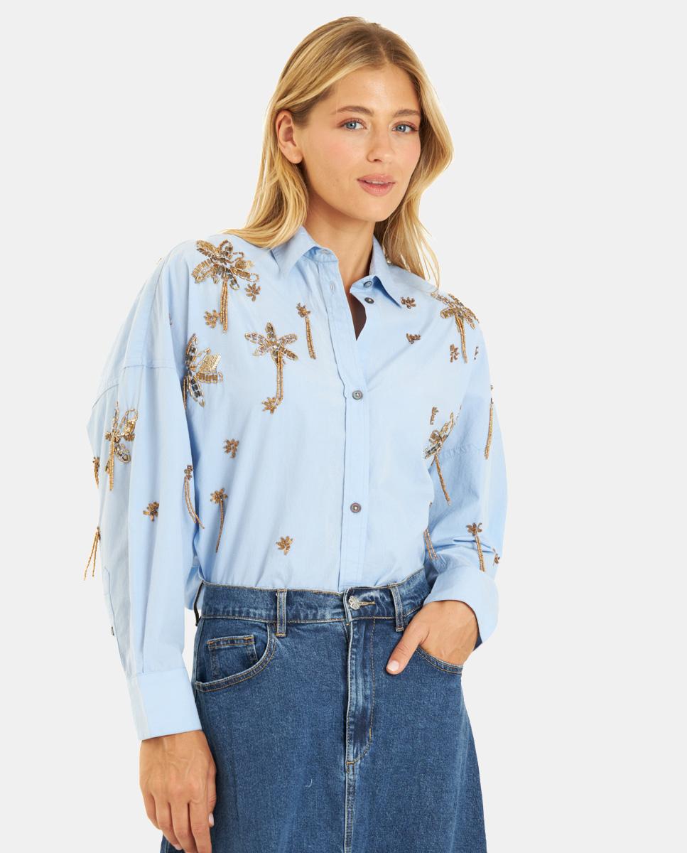 SHIRT WITH HANGING RHINESTONES