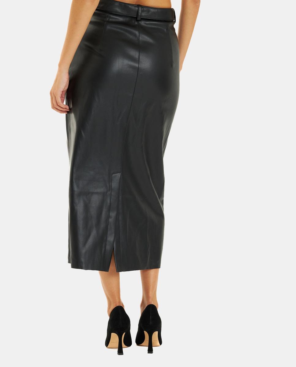 LEATHER EFFECT MIDI SKIRT