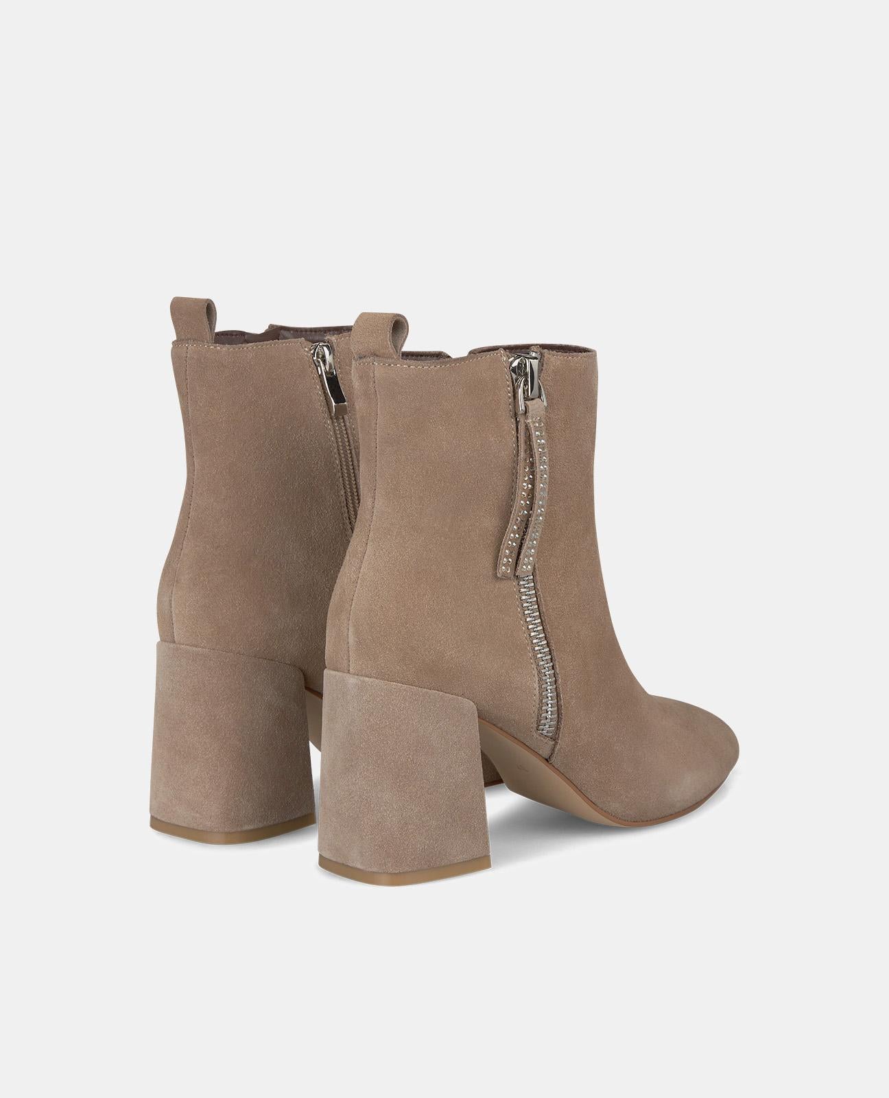 BLOCK HEEL ZIPPER ANKLE BOOT