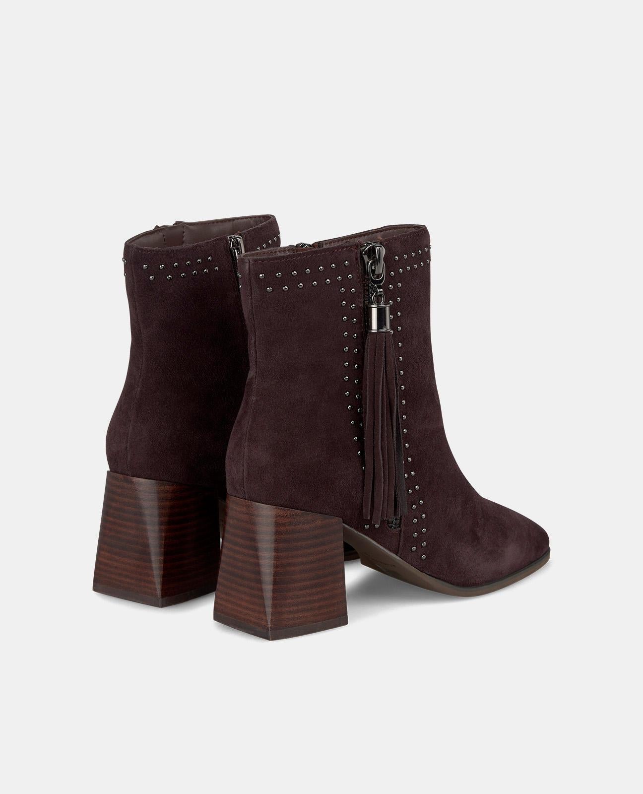 BOTTE DE CHEVILLE À TALON BLOC AVEC POMPON