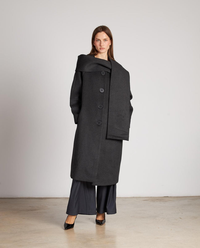 COAT WITH BUTTON SCARF
