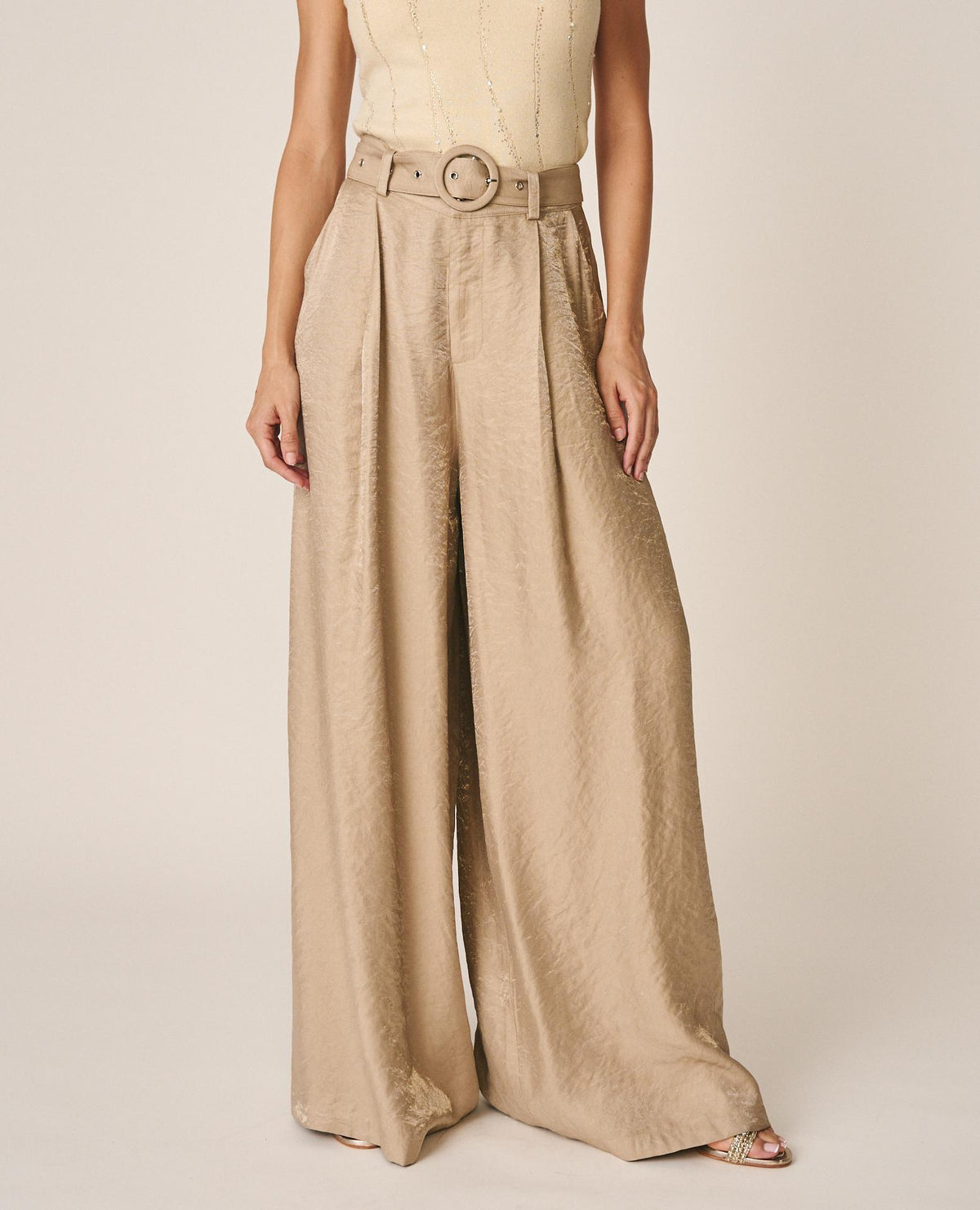 WIDE-LEG SATIN PANTS