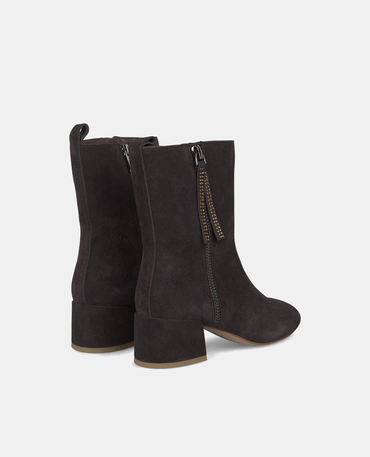 STIEFELETTE MIT ABSATZ UND REISSVERSCHLUSS