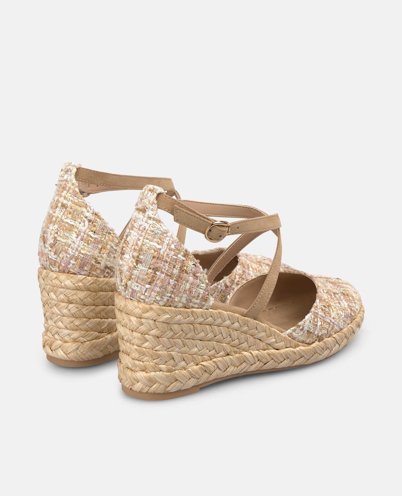 VALENCIAN MID-HEEL FABRIC SANDAL