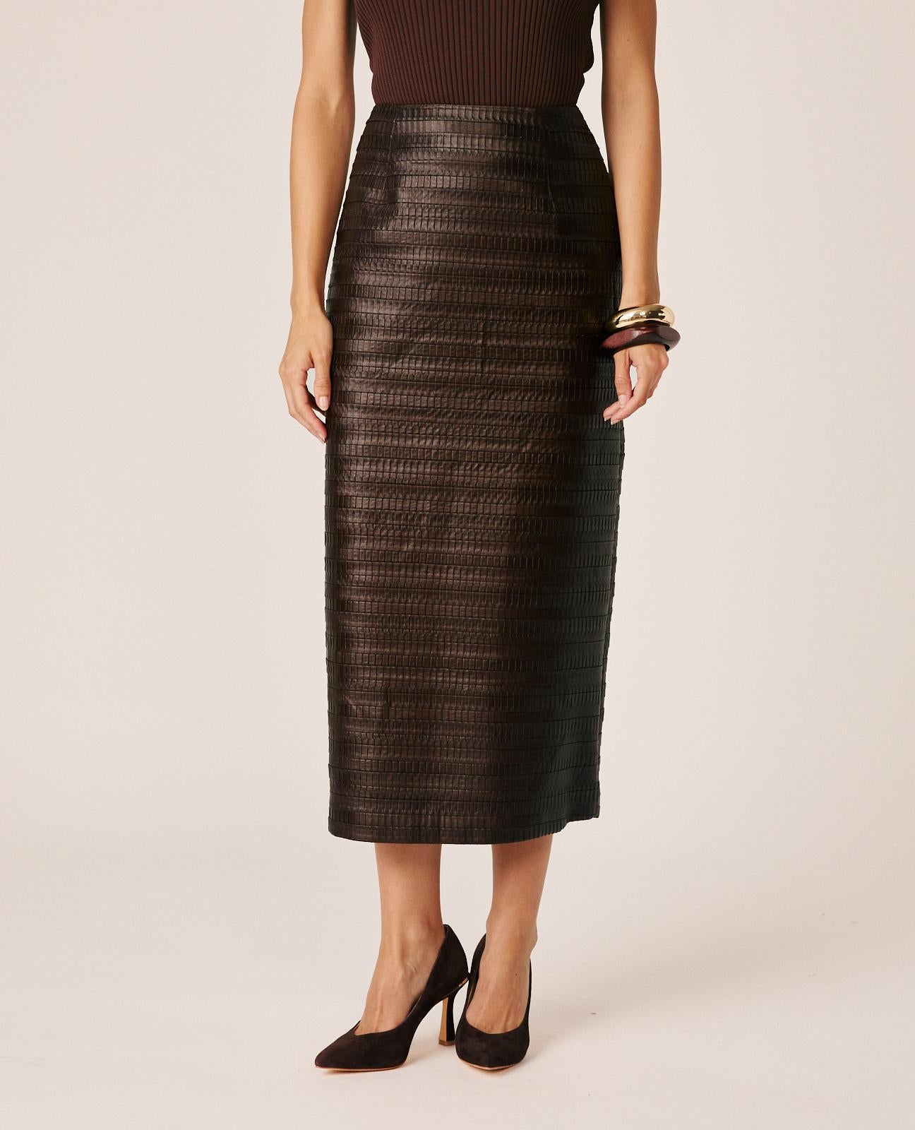 FALDA MIDI POLIPIEL