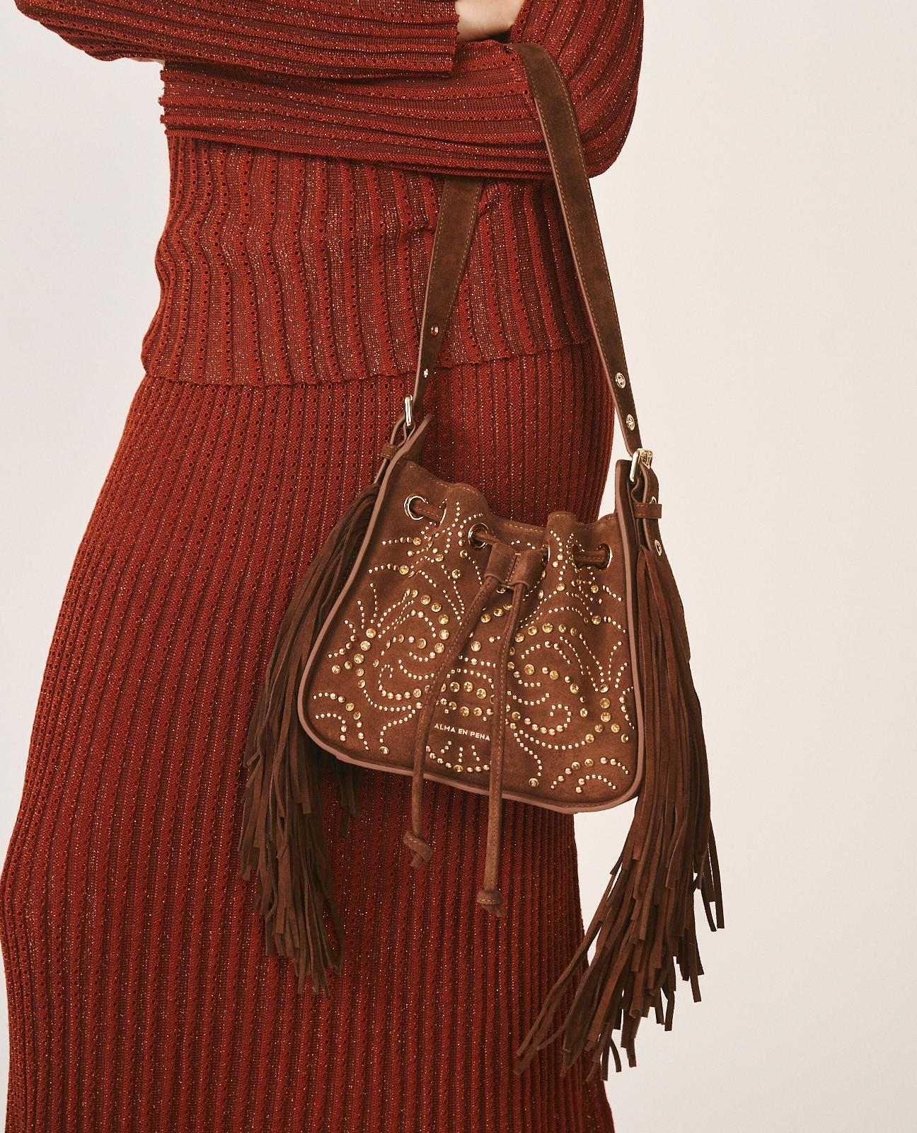BOLSO PIEL SERRAJE CON PEDRERÍA