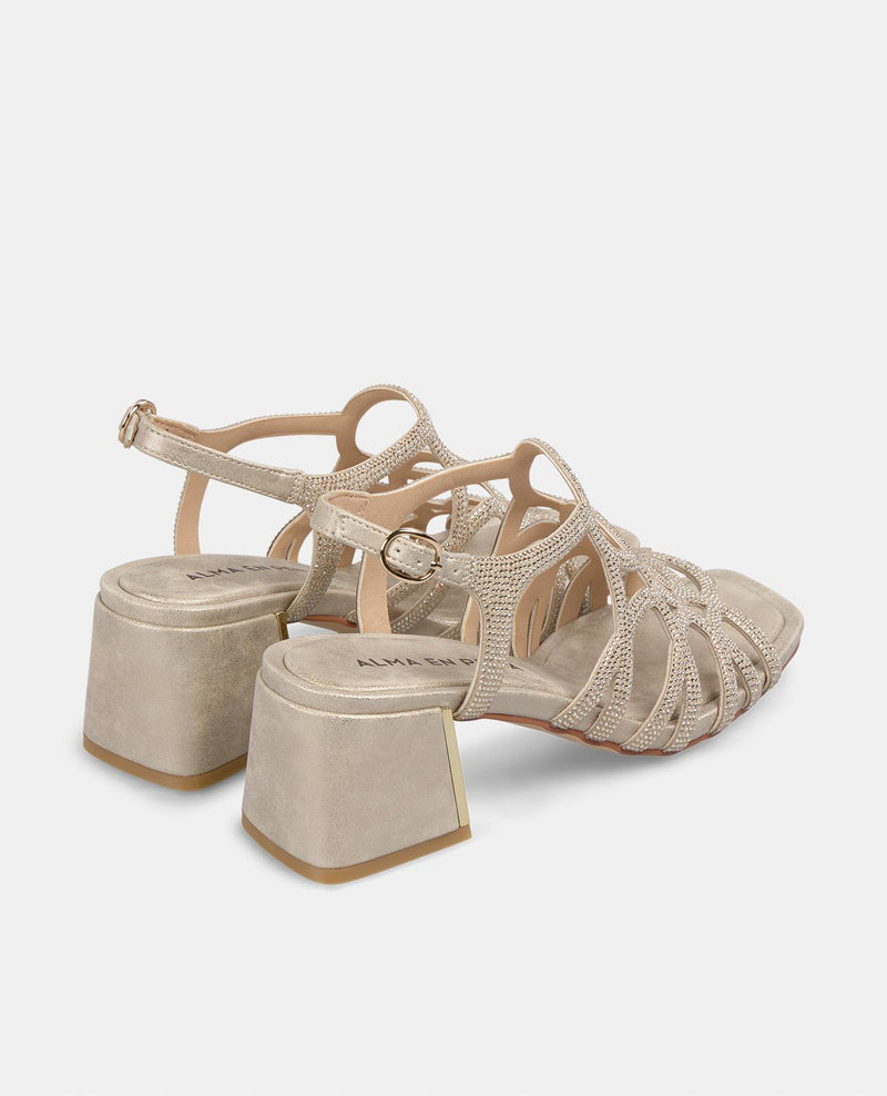 SANDÁLIA DE SALTO LARGO COM STRASS