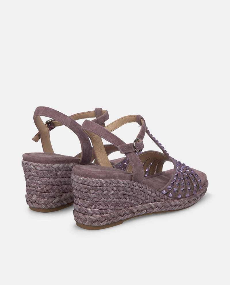 SANDALIA CUÑA REJILLA EN PEDRERIA