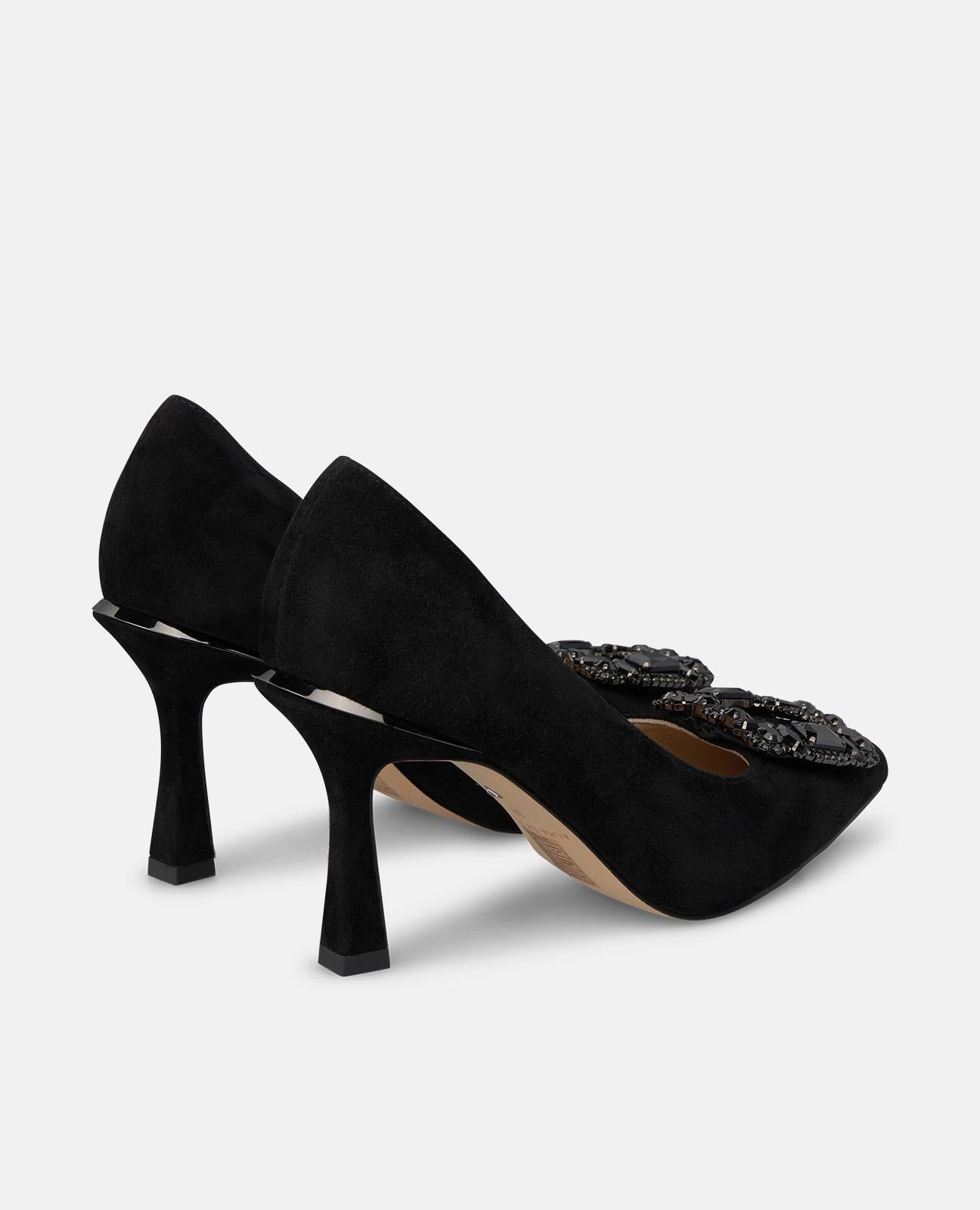 ZAPATO TACÓN ANTE CON FLOR